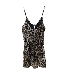Papaya Animal Print Spaghetti Strap V Neck Top with Front Zipper NWT